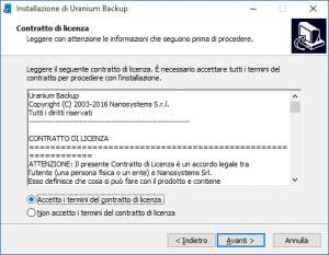 Accetta i termini del contratto di licenza e fai clic su "Avanti"