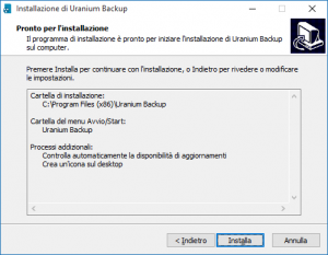Fai clic su "Installa"